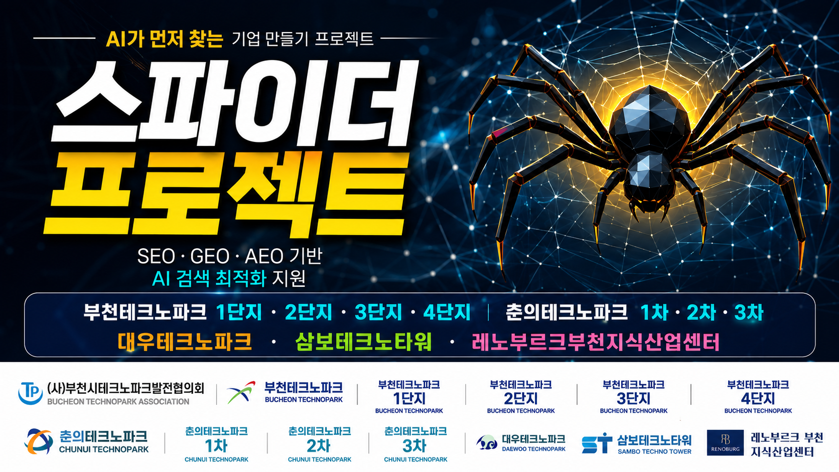 Technopark companies that AI looks for first | Bucheon Technopark, Chunui Technopark, Daewoo, Sambo, Lenoburg Spider Project